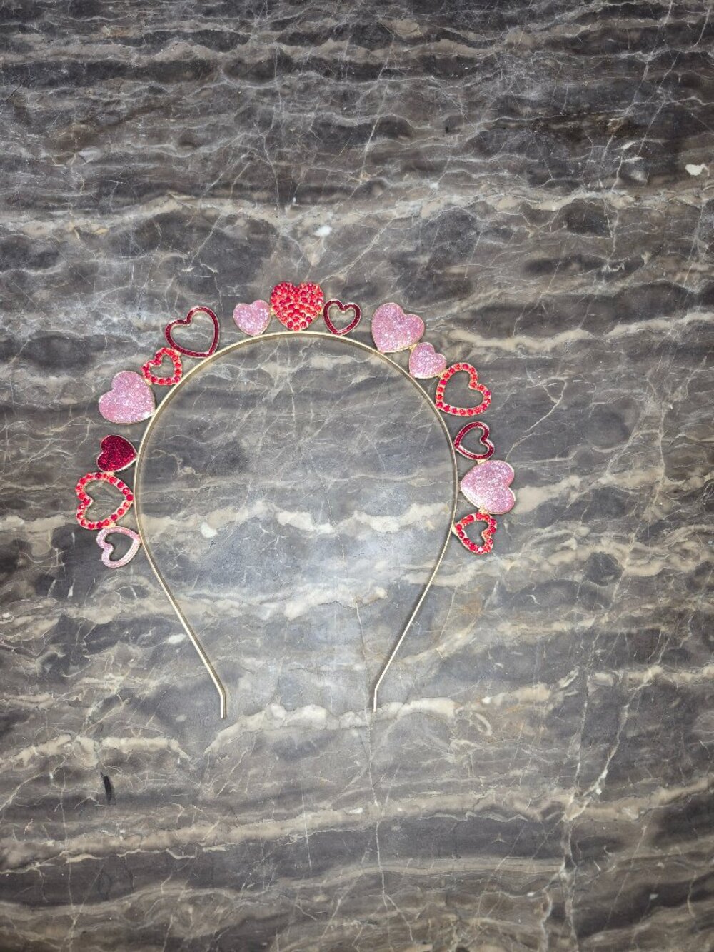Glitter Love Heart Valentines Headband Red Crystal Hair Accessories Women